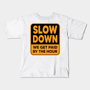 Construction Hard Hat Slow Down Kids T-Shirt